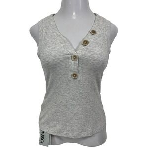 JNSQ Button Front V-Neckline Top Women's Size 10 NWT Beige Oatmeal Tank Ribbed